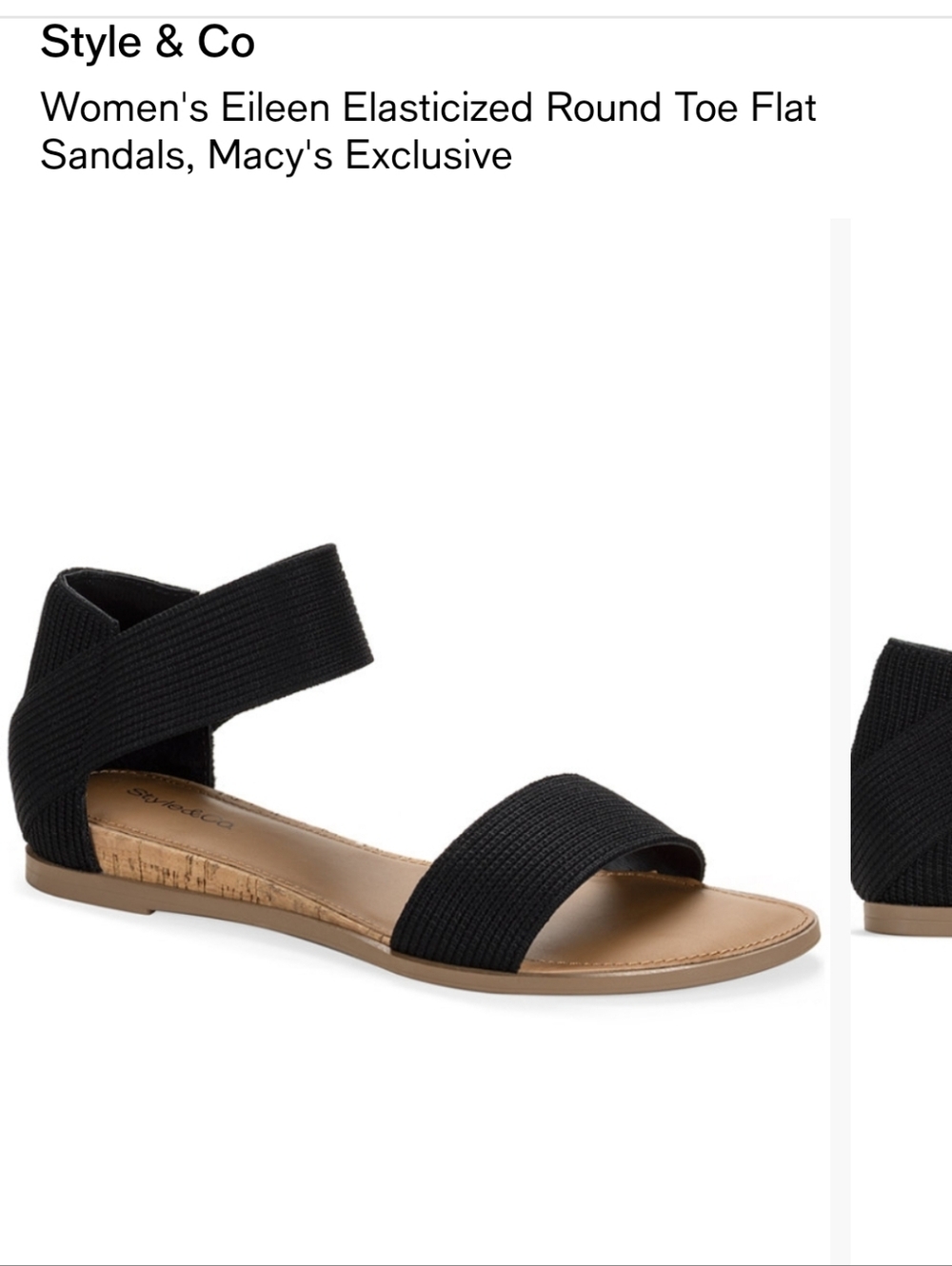 Style & Co. Black Elastic Crisscross Flat Sandals